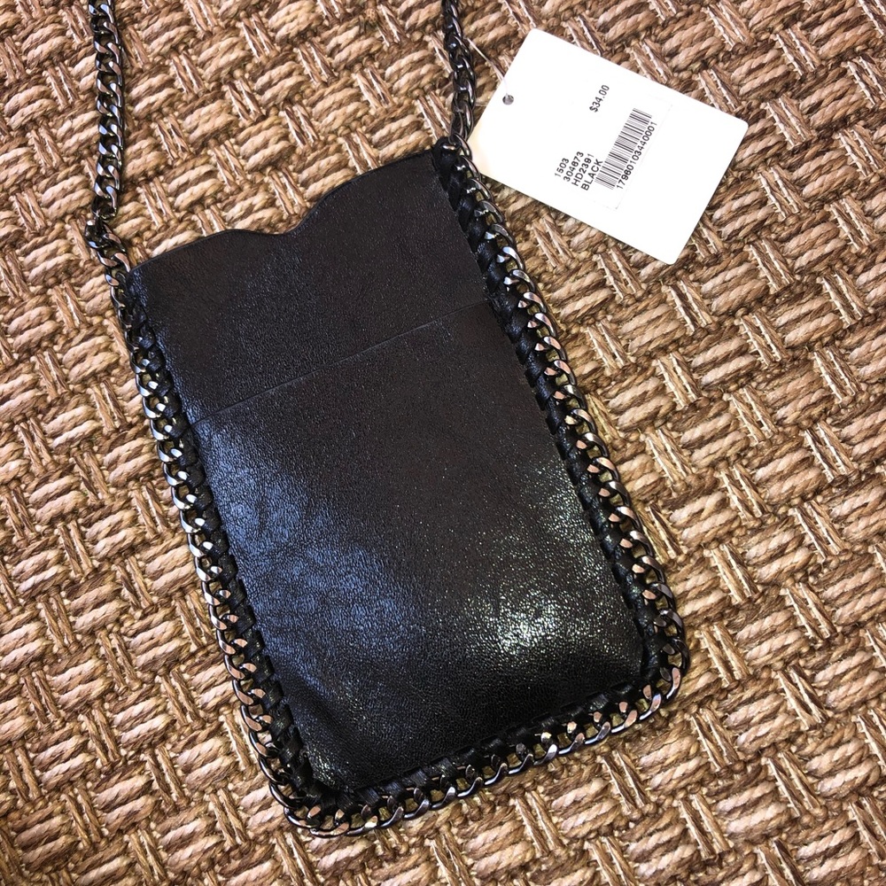 Black “leather” cross body phone wallet- BRAND NEW